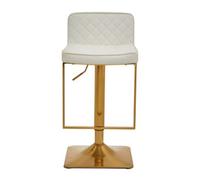 Baina White Leather Effect Adjustable Bar Chair with Gold Square Base