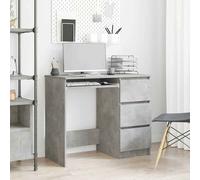baina wooden computer desk with 3 drawers - concrete grey