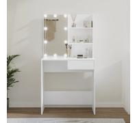 baina wooden dressing table in white with led lights