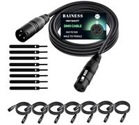 BAINESS 10ft Flexible DMX Cable 3 Pin Signal XLR Male to Female DMX Cables Wire for Stage Lighting, DJ Lights, Moving Head & Par LED Fixtures, Black, 8 Pack