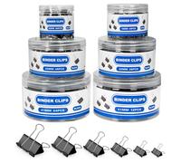 BainGesk 210 pcs Binder Clips Paper Clamps Assorted Sizes, X Large, Large, Medium, Small, Mini and Micro Metal Paper Binder Clips, Black Binding Paperwork Clamp Bulk, Office, Home, School Supplies