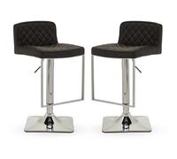 baino black leather bar chairs with chrome footrest in a pair