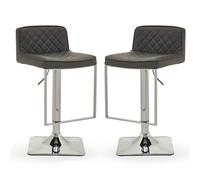 baino grey leather bar chairs with chrome footrest in a pair