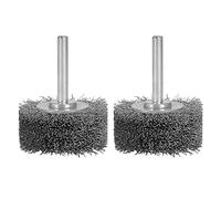 BaiNuo 2Pcs 2 Inch Wire Wheel Brush for Drill Attachment, Heavy Duty Wire Brushes Removal Paint Rust & Corrosion, Stripping Kit, 0.3mm Coarse Crimped Steel Bristle & 1/4in Mounted Stem, 20000RPM