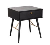 baiona wooden lamp table with 1 drawer in black oak