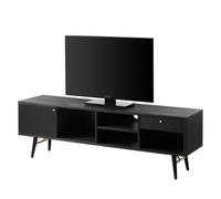 baiona wooden tv stand wide with 1 door 1 drawer in black oak