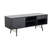 baiona wooden tv stand with 1 door 1 drawer in black oak