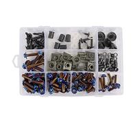 BAIONE Fairing Bolt Kit 195PCS Stainless Steel M5 M6 Motorcycle Windscreen Fairing Screws Fasteners Universal Compatible with Yamaha Honda Kawasaki Suzuki BMW Sportbike Bodywork Bolts (Blue)