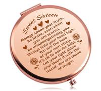 Baipilu 16th Birthday Gifts Girl Compact Makeup Mirror Happy Sweet 16 Gifts for Girls Best Friend Female Daughter Sister 16 Year Old Girl Gift Ideas for Her Granddaughter Rose Gold Makeup Mirror