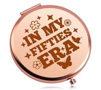 Baipilu 50th Birthday Gifts for Her 50 Year Old Birthday Gifts for Women Rose Gold Compact Mirror Turning 50 Gift for Mom Sister Wife Friend Colleague 50th Travel Makeup Mirror Birthdays Gift Ideas
