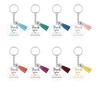 Baipilu 8 Pcs Thank You Gift for Women Men Employee Appreciation Keyring Bulk Motivation Keychain for Team Coworker Boss Teacher Volunteer Nurse Thank You Acrylic Keychain for Colleague Employee