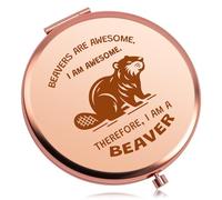 Baipilu Beaver Lover Gift Compact Mirror Beavers Theme Gift for Friend Sister Inspirational Folding Makeup Mirror for Women Aunt Mum Bestie Graduation Christmas Birthday Presents for Daughter