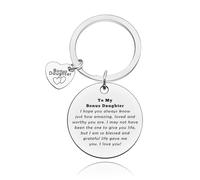Baipilu Bonus Daughter Gift from Mom Dad to My Bonus Daughter Keyring Stepdaughter Gifts from Stepmom Stepdad Teen Girls Gift Ideas for Birthday Graduation Christmas Wedding from Step Mom