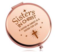 Baipilu Christian Gifts for Women Faith Compact Makeup Mirror Sister in Christ Gift Friendship Gift for Friend Sister Spiritual Gifts for Women Inspirational Present for Sisters Folding Makeup Mirror
