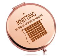 Baipilu Crochet Gifts for Crochet Lovers Compact Mirror Knitting Gift for Friend Her Mom Grandma Christmas Birthday Present for Women Funny Humor Novelty Sarcasm Knitting Folding Makeup Mirror
