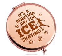 Baipilu Ice Skater Gift Ice Skating Compact Mirror Figure Skating Gifts Skate Lover Gift Inspirational Gifts for Teams Student Graduation Presents Travel Makeup Mirror Christmas Birthday Present