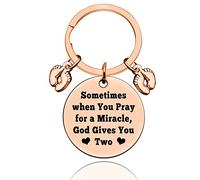 Baipilu Mum of Twins Keyring Twin Mom Keychain Twin Gift for New Mum First Time Mum Dad Expectant Father Mother Pregnancy Announcement Baby Reveal Baby Shower Birthday Gift for Women Men