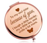 Baipilu Sister Gifts from Sister Folding Makeup Mirror Friendship Gift for Soul Sisters Women Bestie Best Friend Birthday Gifts for Her Christmas Think Of You Gift for Sisters Pocket Makeup Mirror