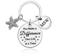 Baipilu Social Worker Gift Starfish Keyring for MSW Appreciation Gift Volunteer Teacher Mentor Parent Keychain Thank You Gift for Employee Coworker Retirement Back to School Labor Day Education