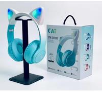 BAIR XS Cat Ear Wireless Headphones, Bluetooth 5.0, LED Light, Over-Ear Foldable Design, 5 Colours (Green)