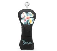 BAIRBRE Golf Club Covers Black Lucky Clover Golf Head Covers Driver Covers Fariway Wood Headcover Hybrid Covers Leather Golf Headcover with Number Tag for All Brand
