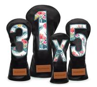 BAIRBRE Golf Club Covers Black Putter Cover Driver Covers Fairway Wood Headcover Hybrid Covers 3 Wood Headcovers Leather Mallte Putter Cover Golf Headcover for All Brand