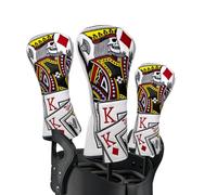 BAIRBRE Golf Club Covers - Poker Diamond King Driver Covers Fariway Wood Headcovers 3 Wood Hybrid Head Cover for Most Brands