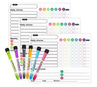 BAIRFAR Magnetic Chore Chart 3 Pcs with 6 Fine Tip Markers, Learning Responsibility for Kids, Children's Reusable Reward Good Behavior Chart, Schedule Board Organise the Family (ALI-UK-053T)