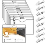 BAIRFAR Plastic Badge Holder,50 Pcs Name Badges Clear Horizontal Name Tag ID Card Holders 3.8x2.95in Waterproof Tag Clear Badge