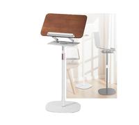 BAIRU Solid wood carbon steel 2-in-1 adjustable bracket for household books,music score,tablet stand,neck protection,hands-free office,learning,cooking,multifunctional stand(White,51-119cm)