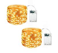 BAISALJI 2 Sets Fairy Lights String Battery Powered, Led Mini Tiny Warm White Twinkle Rice Christmas Lights,Each is 16.4 Feet Long 50 Lamp.(Worm White)