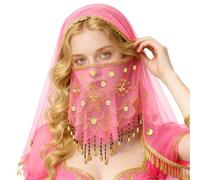 Baisdan Belly Dance Face Veil with Beads Sequins Cosplay Halloween Carnival Costume Accessory
