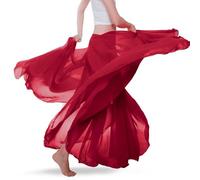 Baisdan Belly Dance Long Swing Skirt Festival Tribal Chiffon Maxi Full Skirt Dark Red