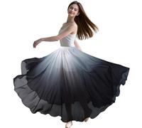 Baisdan Belly Dance Long Swing Skirt Festival Tribal Chiffon Maxi Full Skirt White Black