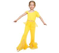 Baisdan Girls Belly Dance Costume India Belly Dance Arabian Princess Halloween Set Yellow 7-8 Years
