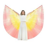 Baisdan Gradient Isis Wings Set with Stick & Carrying Bag for Belly Dance, Halloween & Carnival Costumes Yellow Orange Red
