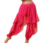Baisdan Harem Pants Belly Dance Costume India Arab Dancing Tribal Wavy Pants Trousers Rose Pink