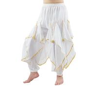 Baisdan Harem Pants Belly Dance Costume India Arab Dancing Tribal Wavy Pants Trousers White