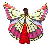 Baisdan Womens Butterfly Wings Halloween Butterfly Cloak Fairy Wing Cape for Carnival Christmas Halloween Party Cosplay Dancing Yellow & Rose Red