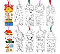 BAISDY 100Pcs Coloring Christmas Bookmarks Christmas Color Your own Bookmarks, 10 Styles Xmas Patterns Craft Kit for DIY