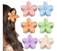 BAISEN 6 pcs Color Flower Hair Clips,3.14” Large Hawaiian Flower Claw Clips for Women Thin Thick Curly Hair,Strong Non-slip, Hibiscus hair clip, Beach Vacation hair accessories for Women Girls-Matte