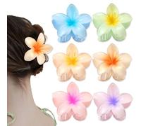 BAISEN Pearlescent Hawaiian Flower Hair Clips,3.14" Large Plumeria Flower Claw Clip for Women Thin Thick Curly Hair,Strong Non-slip, Hibiscus Hair Clip,Beach Vacation hair accessories for Women Girls