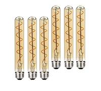 BAISHICHENG 6 Packs 225mm T30 Long Tube LED Bulb Edison Retro Vintage Decorative Tube Light Bulbs E27 4W(Replace 40W Halogen Bulb) T225 Filament LED Screw Bulbs Warm White 2700K AC220-240V