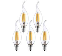 BAISHICHENG E14 Dimmable LED Bulb 4w Equivalent 40W Warm White 2700K Small Edison Screw Filament Bulbs C35 Vintage Energy Saving Candelabra Light Bulb 5 Packs