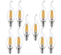 BAISHICHENG E14 Dimmable LED Bulb 4w Equivalent 40W Warm White 2700K Small Edison Screw Filament Bulbs C35 Vintage Energy Saving Candelabra Light Bulb 10 Packs