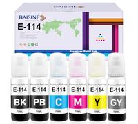 BAISINE 114 Ink Compatible for Epson 114 Ink Bottle Multipack für Epson Ecotank ET-8500 ET-8550 Ink Tank Printer (6 Pack, Black/Photo Black/Cyan/Magenta/Yellow/Grey)
