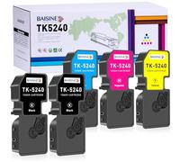 BAISINE Compatible for Kyocera Ecosys M5526cdw Toner, Repacement for Kyocera TK5240 TK-5240 Toner for Ecosys M5526cdw M5526cdn P5026cdw P5026cdn (5 Pack, 2Black Cyan Magenta Yellow)