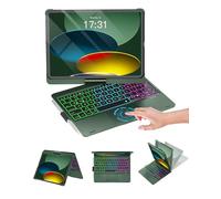 Baisla for iPad (A16) 11th/10th Gen Case with Keyboard,360 Rotating,Trackpad Keyboard for iPad Air 11 (M4/M3/M2)&iPad Air 5th/4th/Pro 11 4th/3rd/2nd/1st,Rainbow Backlit with Pencil Holder-Dark Green