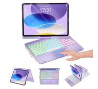 Baisla iPad 10th Generation Case with Keyboard 10.9"& iPad 11th(A16) & iPad Air 11 (M3/M2), Multi Trackpad, 360 Swivel & Rainbow Backlit for iPad Air 5th/4th, iPad Pro 11 4th/3rd/2nd/1st- Light Purple