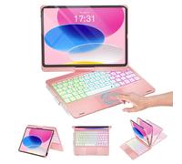 Baisla iPad 10th Generation Case with Keyboard 10.9"& iPad 11th(A16) & iPad Air 11 (M3/M2), Multi Trackpad, 360 Swivel & Rainbow Backlit for iPad Air 5th/4th,iPad Pro 11 4th/3rd/2nd/1st-Metallic Pink